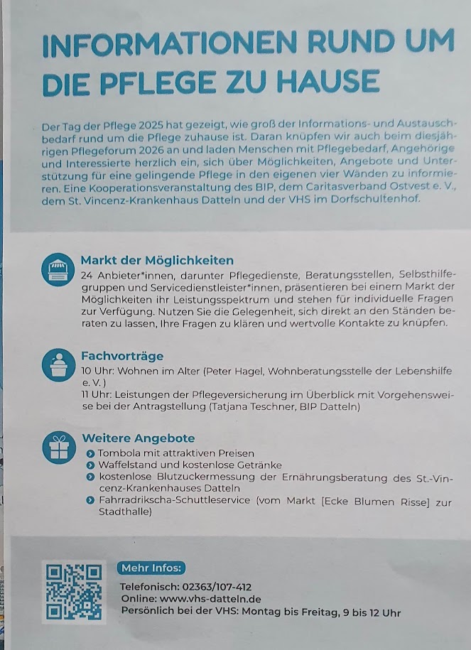 Der Seniorenbeirat nimmt am Tag der Pflege am 13.05.2026 von 9-13h in der Stadthalle teil. Unser Rikschateam bietet einen Shuttleservice von Blumen Risse bis zur Stadthalle und zurück an. Besuchen Sie uns!
